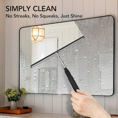 Shower Squeegee with Long Handle, 15-51" Telescopic Squeegee for Window Cleaning, Shower Squeegee for Glass Doors, Extendable Window Cleaner Tool for Tile Walls, Sliding Door, Floor, Car Windshield