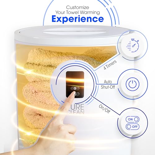 PureClean Towel Warmer Bucket, Portable Blanket Heater for Bathroom and Spa, Customizable Fragrance, Auto Shut-Off, Fits 2 Large Towels, Blankets and Bathrobes, LED Display, Adjustable Timer, Gray - color: Gray