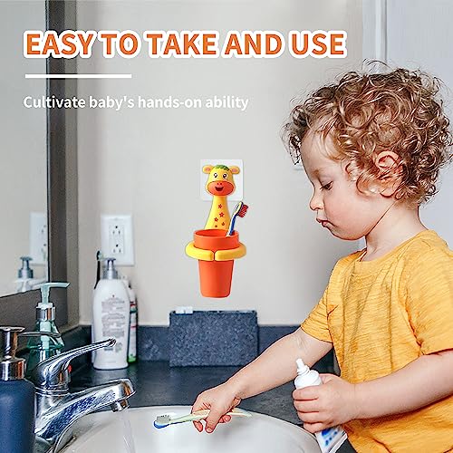 SooGree Kids Toothbrushes Holder Animal Tooth Cup Holder Wall Mounted Sucker Toothpaste Storage Set Cute Household Toothpaste Rack Mouthwash Cup Rack for Children,No Punching Shelf Bracket with Cup - color: Deer