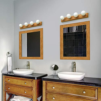 Design House 500207 4-Light Vanity Strip Light Contemporary Dimmable for Bathroom, Bedroom, Makeup Vanity, Honey Oak - color: Honey Oak