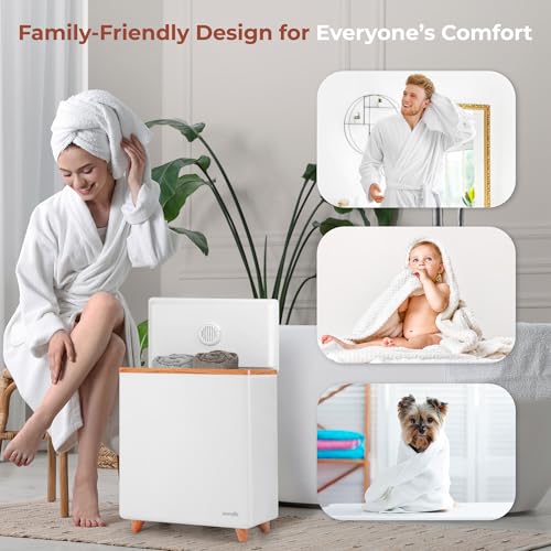 SereneLife WIFI Luxury Rectangle Towel Warmer - Spa & Bathroom Towel Heater with Custom Fragrance, Auto Shut-Off, Fits 2 large Towels, Blankets, Bathrobes, PJ's - Perfect Gift for Him & Her (Natural) - color: Natural