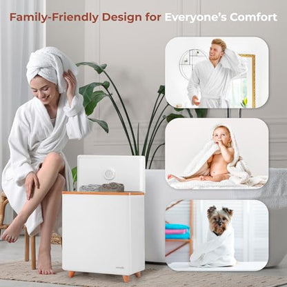 SereneLife WIFI Luxury Rectangle Towel Warmer - Spa & Bathroom Towel Heater with Custom Fragrance, Auto Shut-Off, Fits 2 large Towels, Blankets, Bathrobes, PJ's - Perfect Gift for Him & Her (Natural) - color: Natural
