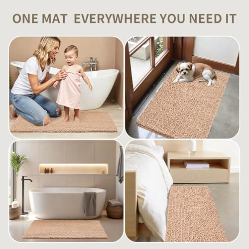Toilet Rugs U-Shaped Mat 24x24, Contour Bathroom Mat - Ultra Soft & Absorbent Chenille, Quick-Dry, Machine Washable with Non Slip Barrier Backing, Beige - color: Beige, size: 24" X 24"(Toilet Rug)