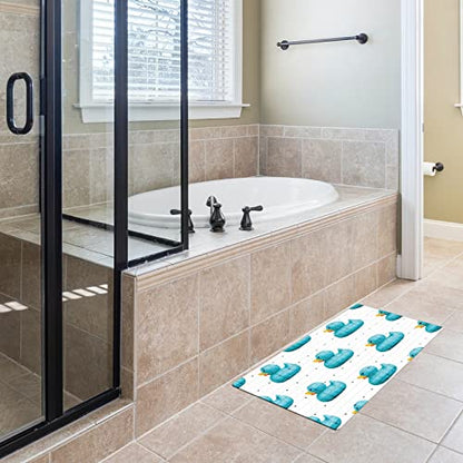Bath Tub Mat Non Slip Shower Mat Cute Blue Duck Pattern Extra Long Bathtub Mat 26.8x15 inches Bathroom Bath Mat with Suction Cups Drain Holes Machine Washable - color: Cute Blue Duck Pattern