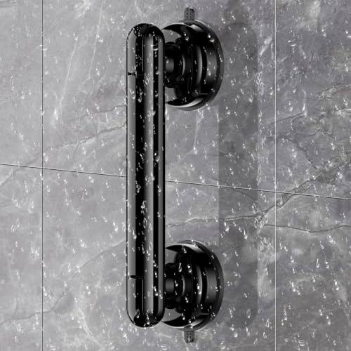Upgraded Grab Bars for Shower Bathtub Bathroom Wall, Heavy-Duty Suction Grab Bars Shower Handle Safety for Elderly Seniors Handicap, No Drilling Tool-Free, Easy Removal and Reusable (Black) - color: Black