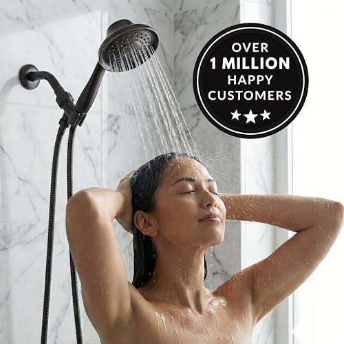 Massage & Mist Hand Shower Kit - 2.5 GPM - Oil-Rubbed Bronze | 6 Function, High Pressure, Adjustable Handheld Showerhead with Hose and Mount, Easy Install for Boosting Low Water Flow - color: Oil Rubbed Bronze, size: 2.5 GPM