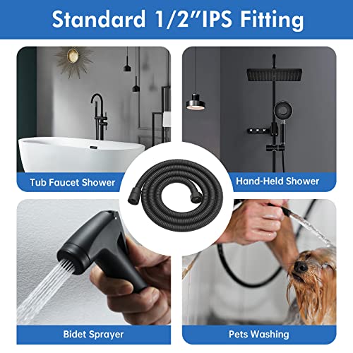 RUMOSE 69 inches Extra Long Shower Hose, Black | Shower Head Extension Hose, Attachment Flexible Handheld Shower Sprayer Hose, Stainless Steel Shower Tube - color: Black, size: 69"