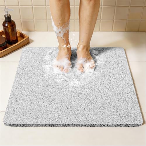 24 * 24in Shower Mat Bathtub Mat Non Slip | Bathmats Non Slip, Quick Drying Foot Scrubber Loofah Mats for Inside Shower, Tub, Bathroom, Home, White - color: White, size: 24" x 24" (Rectangular)