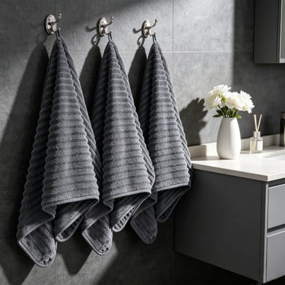 3-Piece Hand Bath Towels 14 X 29.6 Inchs, Quick-Dry Microfiber Washcloths with Hanging Loop, Soft & Absorbent Face Towels for Bathroom Kitchen Gym Travel - color: 3dark Grey