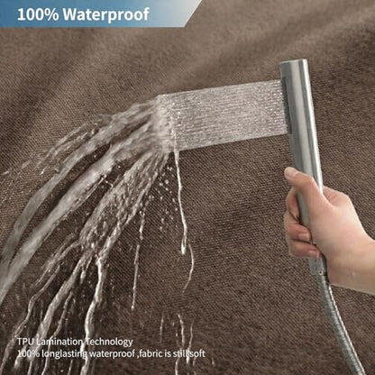 2-in-1 Waterproof Fabric Shower Curtain,No Separate Liner Needed,Linen Textured,Effortless Cleaning & Washable Bathroom Shower Curtain Set with 12 Plastic Hooks,72"x72",Brown - color: Brown, size: 72"W x 72"L (Pack of 1)
