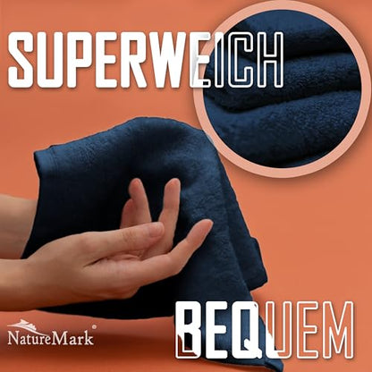Set of 10 Washcloths Made of 100% Cotton - Soft and Absorbent Face and Hand Towels - Practical for Bathroom and Kitchen - 12 x 12 in (Navy Blue) - color: Navy Blue