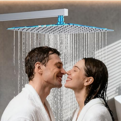 Shower System Modern Rain Brass Faucet Set With Valve and Diverter Shower Mixer With Handheld High Pressure Square Rainfall Shower Valve (12'' Wall Mount, Chrome Polished) - color: Chrome Polished, style: 12'' Wall Mount