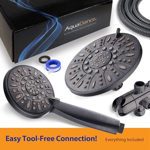 AquaDance 7" Premium High Pressure 3-way Rain & Handheld Shower Head Combo | Enjoy Dual 6-Setting Luxury Shower Heads Separately or Together for the Best of Both Worlds! Stainless Steel Hose - Bronze - color: Oil Rubbed Bronze, style: 2.5 Gallons Per Minu