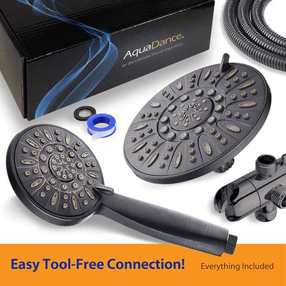 AquaDance 7" Premium High Pressure 3-way Rain & Handheld Shower Head Combo | Enjoy Dual 6-Setting Luxury Shower Heads Separately or Together for the Best of Both Worlds! Stainless Steel Hose - Bronze - color: Oil Rubbed Bronze, style: 2.5 Gallons Per Minu