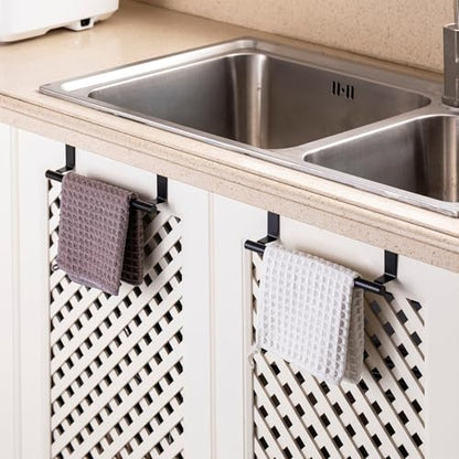 Cabinet Door Towel Bar, Kitchen Towel Holder, Matte Black, Single | Extended Anti-Slip Arm, EVA Scratch Guard Pads, No-Drill Install, Stainless Steel Dish Towel Holder, Kitchen Towel Rack - color: Black - 1 Pack