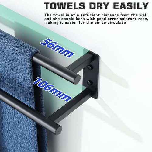 Alise Bathroom Double Towel Bars Wall Mount 28'' Towel Holder,Matte Black | Towel Racks for Bathroom,SUS304 Stainless Steel,Towel Hanger Towel Rails,Double Bath Towel Bar Towel Rod,Kitchen,Laundry - color: Matte Black, size: 28inch