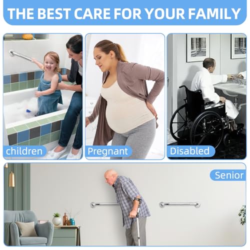 Stainless Steel Shower Grab Bar Bathroom Handle 2Pack | 304 Stainless Steel Grab Bar Available in 16 Inch Sizes for Shower and Bathtub Installation - size: 1 Diameter; 16Inch length