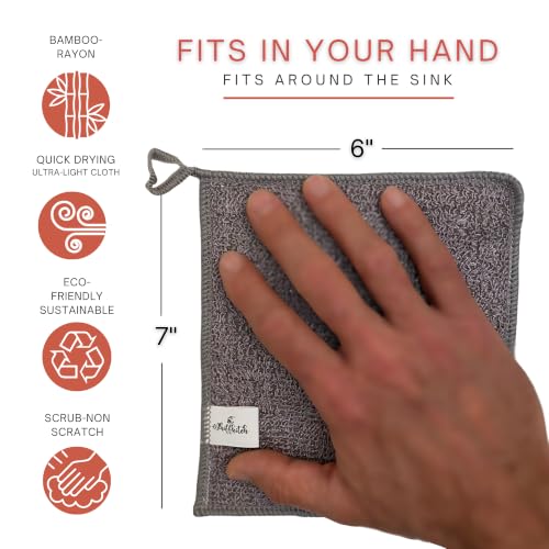 Scrubbing Dishcloths 2ply Mesh Scrub Reusable Dishrag 6pk 6x7in | 2-Sided Bamboo-Rayon Kitchen Cloth + Silver Mesh, Non-Scratch, Thin, Ultra-Light, Durable, Fast-Drying, Odorless, Washable - color: Sunset Solids, size: 6" x 7" -6 Pack