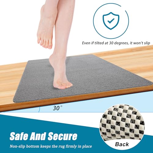Extra Large Shower Mat, 58"x32" Large Shower Mat Non-Slip, Bathtub Mat Non-Slip, Quick Dry Bathtub Mats Soft PVC Loofah Trimmable Bathroom Rugs, Shower and Wet Areas for Tub and Bathroom,Grey - color: Grey, size: 58" x 32" (Rectangular)