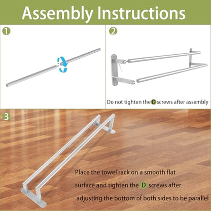 Towel Rack for Bathroom, Double Towel Bar 24Inch, Stainless Steel Bathroom Towel Holder, Double Towel Hanger Wall Mounted Towel Rod, Bathroom Towel Rack(Brushed Nickel) - size: 24 Inch