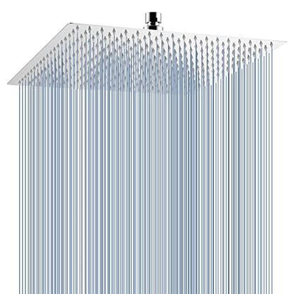 Voolan Oversize Rain Shower Head - High Flow Square Rainfall Showerhead - Waterfall Full Body Coverage - Universal Ceiling or Wall Mount (16 Inch, Chrome) - color: Chrome, size: 16 Inch