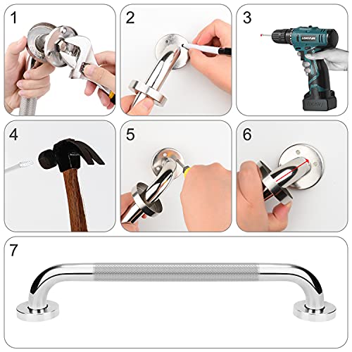 supregear Grab Bars for Bathtubs and Showers, Anti Slip Bathroom Grab Bars for Seniors, 304 Stainless Steel Safety Shower Handle, Toilet Handicap Elderly Assist Bathroom Wall Handle, 16 inch - size: 16 inch