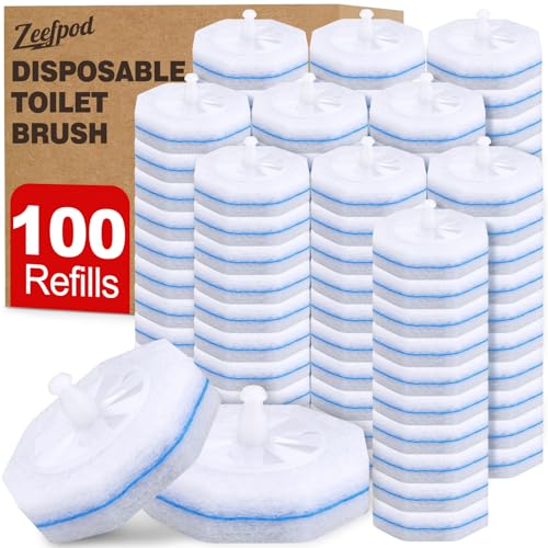 100 Pack Toilet Brush Refills, Disposable Toilet Cleaning Pads | Textured Toilet Scrubber Replacement Heads for Bathroom Cleaning, Designed for Everyday Household Use - size: 1 Count (Pack of 100)