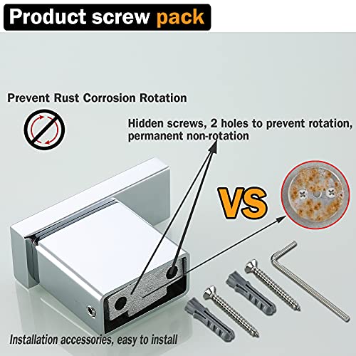RANDOM Towel Hooks Bathroom Hardware Accessories Coat Hook 304 Stainless Steel Clothes Hook for Bath Kitchen Contemporary Hotel Style Wall Mounted 2 Pack. (Square, Chrome) - color: Single Hook-Polished Chrome