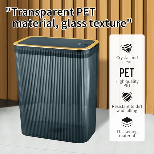 Garbage Can, Bathroom Trash Cans with Lids, 2.6 Gallon (Blue) | Transparent Trash Can , Office, Plastic Slim Waste Basket with Press Top Lid, 10L Clear Trash Bin for Home, Kitchen - color: Blue, style: Top and Bottom Opening