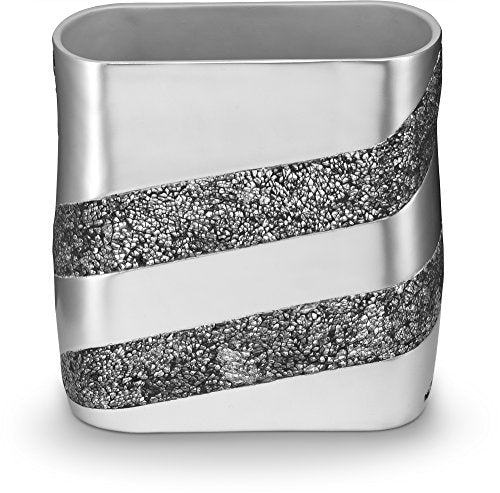Creative Scents Silver Mosaic Bathroom Trash Can 2.11 Gal / 8L - Decorative Waste Basket for Bathroom - Durable Slim Small Garbage Can for Bathroom, Powder Room, Bedroom or Living Room Decor