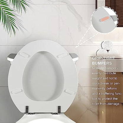 White Round Toilet Seat Natural Wood Toilet Seat with Zinc Alloy Hinges, Easy to Install also Easy to Clean, Scratch Resistant Toilet Seat by Angol Shiold (Round, White) - color: White, size: Round
