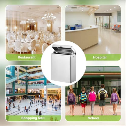 Tioncy 1 Pcs Sanitary Disposal Tampon Napkin Bathroom Receptacle Wall Mounted with Sanitary Receptacle Liner Frame Holder Stainless Steel Mini Bin Restroom Commercial Small Space (Natural Color)