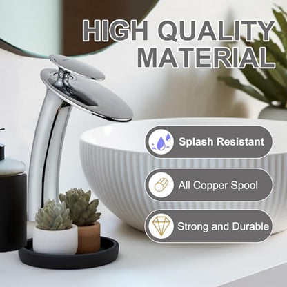 Chrome Waterfall Bathroom Faucet Tall Body and Pop Up Drain Assembly - color: Chrome, size: Tall Body