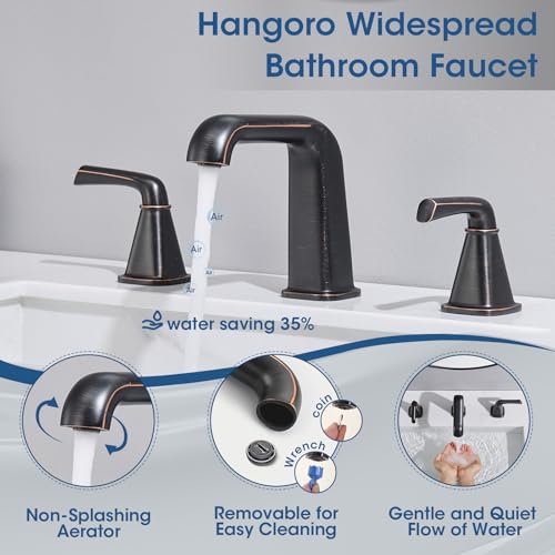 Widespread Bathroom Sink Faucet, Oil-Rubbed Bronze Bathroom Faucet 3 Hole，Brass Vanity Faucet with Pop Up Drain and 2 Supply Lines - color: B-Oil-Rubbed Bronze