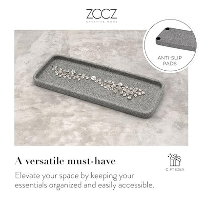 Bathroom Accessory Sets, 4 Pieces Bathroom Accessories Complete Set Vanity Countertop Accessory Set, Includes Lotion Dispenser Soap Pump, Tumbler, Toothbrush Holder and Tray (Grey) - color: Gray