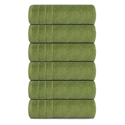 6 Piece Hand Towels Set 16 x 28 Inches, Green | 100% Cotton, Lighter Weight, Quick to Dry, 16 x 28 Inches, Super Soft & Absorbent, Perfect for Bathroom & Kitchen - color: Forest Green