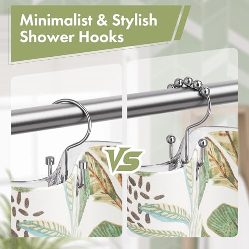 Chrome Shower Curtain Hooks, 12PCS Minimalist Simple Double Shower Curtain Rings, Rust-Resistant Metal Shower Hooks, Cylinders Shower Rings for Bathroom Shower Rods Curtains - color: Chrome, style: Cylinders - Double Hooks