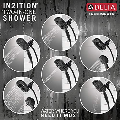 Delta 4-Setting In2ition 2-in-1 Dual Shower Head with HandHeld Spray, Matte Black Detachable Shower Head with Hose, Showerhead, 1.75 GPM Flow Rate, Matte Black 58498-BL - color: Matte Black