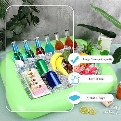 FillTouch Rectangular Inflatable Serving Bar Floating Drink Holder for Pool Inflatable Cup Holders Hot Tub Accessories, Adults Swimming Fun Drink Floats for Swimming Pool Party(Green) - color: Green