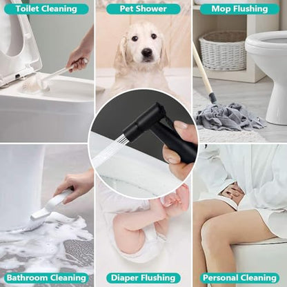 BARROCK Bidet Sprayer for Toilet, Handheld Jet Spray for Existing Toilets with Bidet Hose, Adjustable Water Pressure Muslim Shower, Stainless Steel Cloth Diaper/Feminine Wash Sprayer Matte Black - color: Matte Black