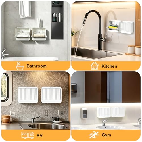 Strong Adhesive Hook Wall-Mounted Soap Dish Holder, 2-Layer Draining Tray with Removable Container, Keeps Soap Dry for Bathroom, Shower, Sink, Kitchen- Space Saver (1-Pack White-Single Compartment) - color: 1-pk White-single Compartment
