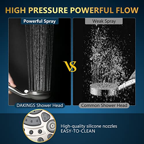 6 Spray Modes High Pressure Handheld Showerhead Set Upgraded | 5 Inches Shower Head with Handheld Spray Brushed Nickel Handheld Shower Head 60 Inches Stainless Steel Hose-1-Min Install - color: Brushed Nickel