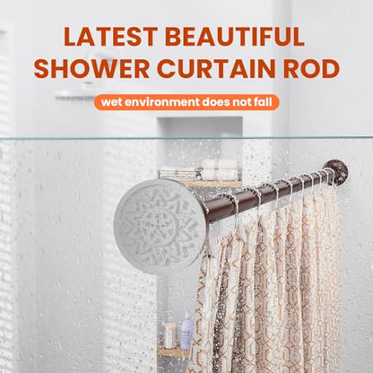 Shower Rod 32-80 Inches, No Drill Tension, Never Rust Anti-Slip Curtain Rod for Bathroom Window, Adjustable Brown - color: brown, size: 32-80 inches
