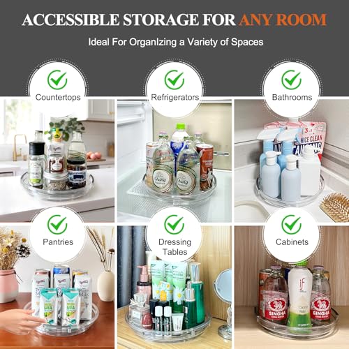 INCOSTAR 4 Pack Lazy Susan, 9 Inch Clear Turntable for Kitchen Cabinet | Rotating Spice Rack, Pantry Organizer and Storage, Bathroom Countertop Organizing for Makeup Vanity - size: 9.25 inch 4 Pack