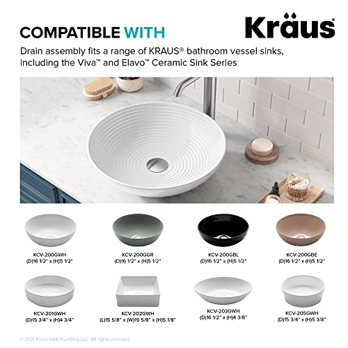 KRAUS Bathroom Sink Pop-Up Drain with Extended Thread for Thicker Countertops and Glass Sinks in Spot-Free Stainless Steel, PU-L10SFS - color: Spot Free Stainless Steel, size: 10 3/4 Inch