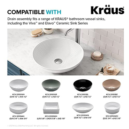 KRAUS Pop-Up Drain for Bathroom Sink Without Overflow in Spot-Free Stainless Steel, PU-10SFS - color: Spot Free Stainless Steel, size: 8 5/8 Inch