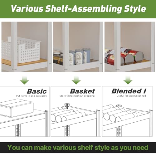 Durstruct 5 Tier White Metal Shelving Unit 24" W×16" D×60" H Adjustable Storage Utility Rack Heavy Duty Shelves Organization Multipurpose Shelf for Pantry Closet Kitchen Garage Bathroom - size: 24" W x 16" D x 60" H