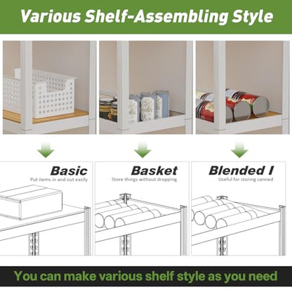 Durstruct 5 Tier White Metal Shelving Unit 24" W×16" D×60" H Adjustable Storage Utility Rack Heavy Duty Shelves Organization Multipurpose Shelf for Pantry Closet Kitchen Garage Bathroom - size: 24" W x 16" D x 60" H