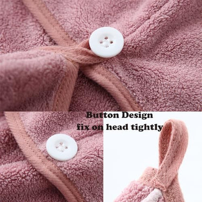 M-bestl 2 Pack Microfiber Hair Towel Wrap to Dry Hair Quickly | Lightweight,Absorbent &Anti-frizz Hair Drying Towel with Button Design for Curly or Straight(Bean Pink) - color: Bean Pink