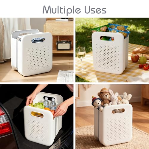 Goderewild Collapsible Laundry Basket, Space-Saving Wall-Mounted Hamper, Detachable Hanging Organizer for Home, Dorms, RVs, Measures 11.8" x 8" x 14.7" In (White) - size: S